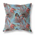 Palacedesigns 28 in. Coral Blue Tropical Indoor & Outdoor Throw Pillow Red & Aqua PA3104332